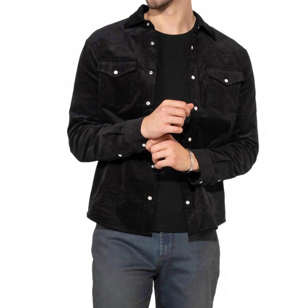 NEW MONFRERE eastwood velvet long sleeve jacket in velvet noir